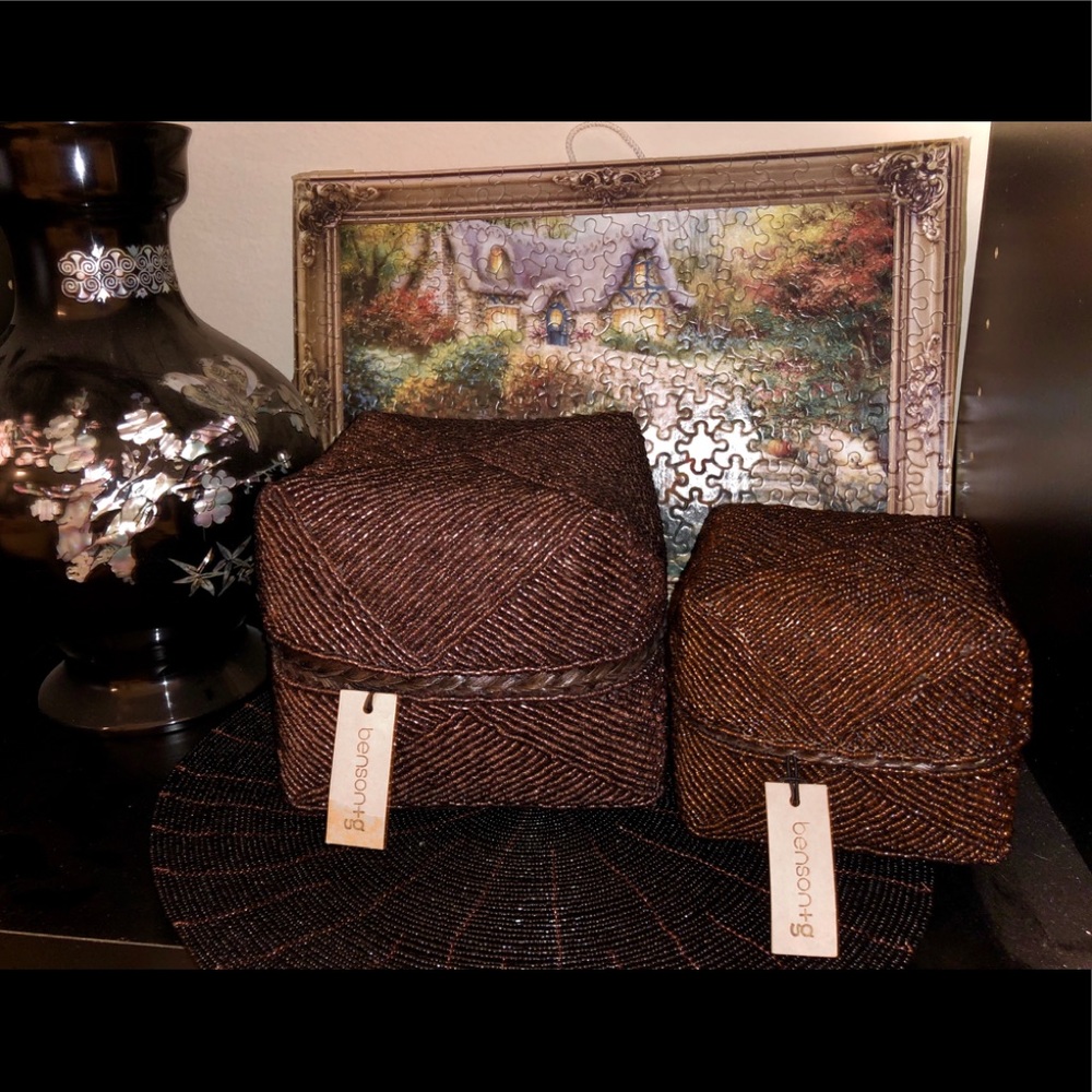 Hand crafted beaded jewelry boxes (2)